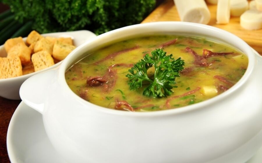 Caldo de Abobora com Carne Seca