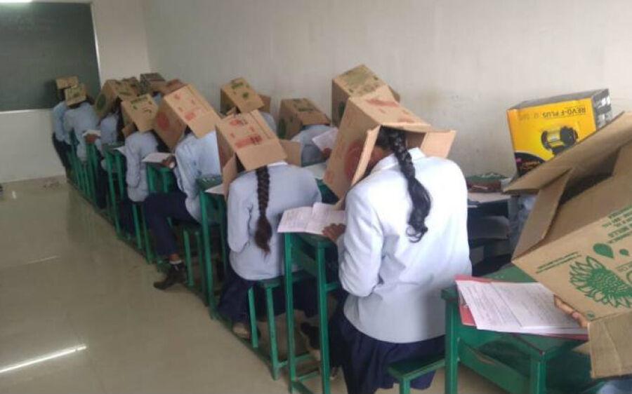 Escola se desculpa após colocar caixas em alunos durante prova