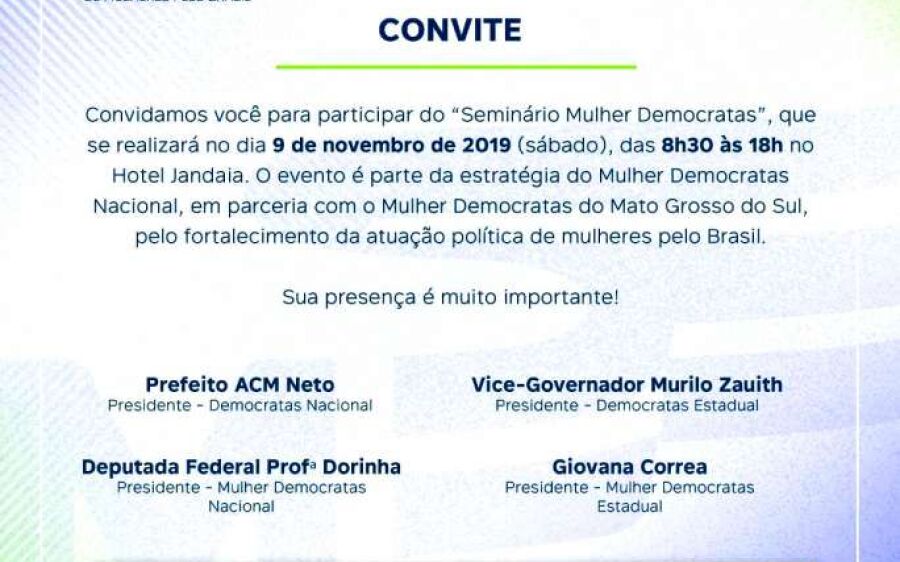 Coxim terá forte presença feminina no  “Seminário Mulheres Democratas” na Capital