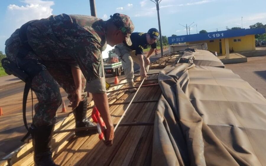PRF apreende 53 m³ de madeira não declarada em Coxim