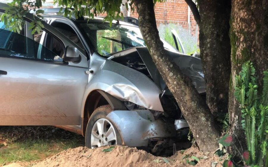 Esfaqueado, homem perde controle de carro, bate em árvore e morre