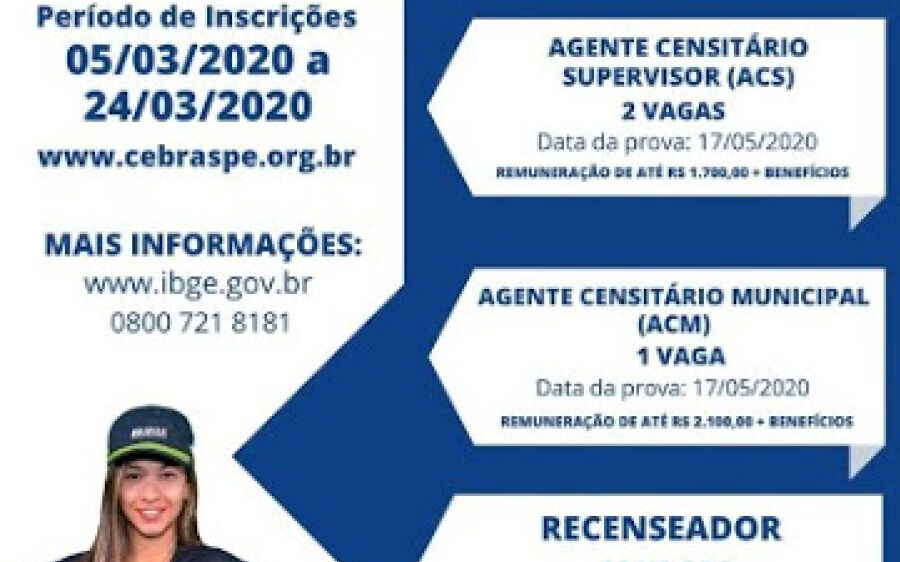 IBGE abre processo seletivo com 21 vagas em Sonora para Censo 2020