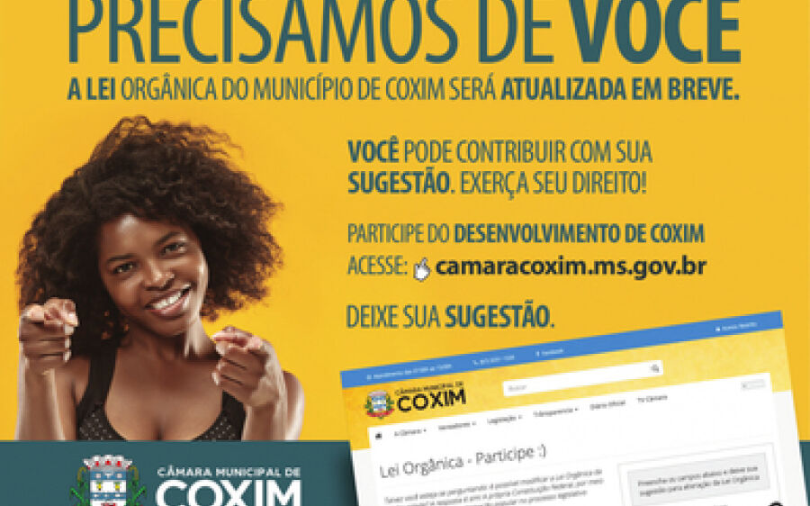 Câmara de Coxim inaugura canal para receber sugestões de alteração da Lei Orgânica do Município