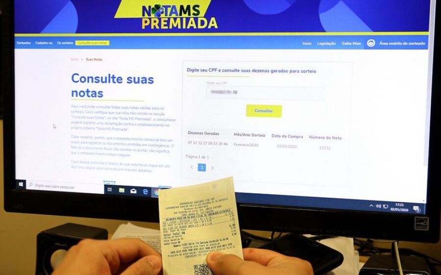 Ganhadores do Nota MS Premiada podem perder o direito aos prêmios se não fizerem o cadastro