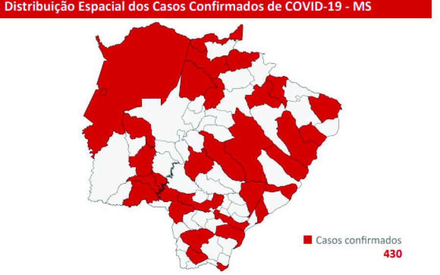 Em escalada progressiva, coronavírus está  presente em 40% do território sul-mato-grossense