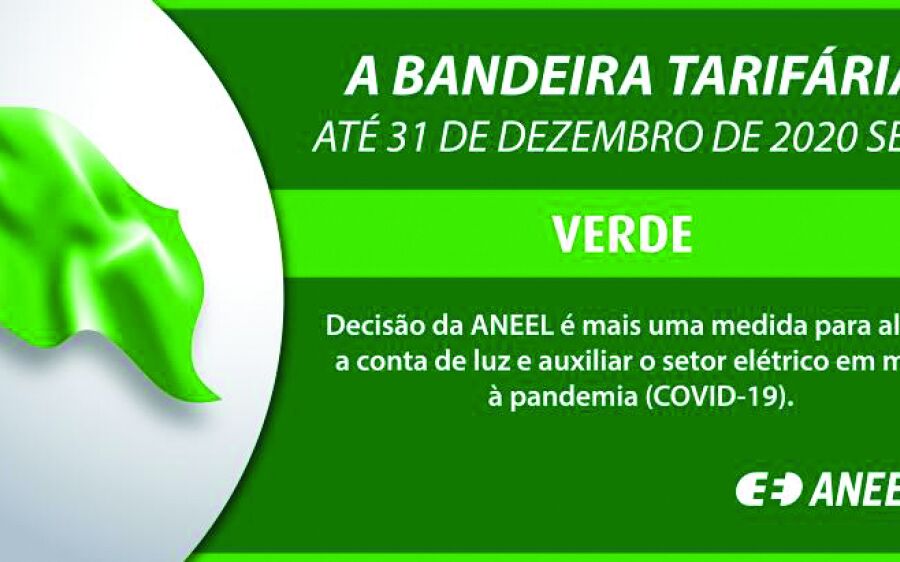 Até dezembro de 2020, bandeira tarifaria de energia será a verde