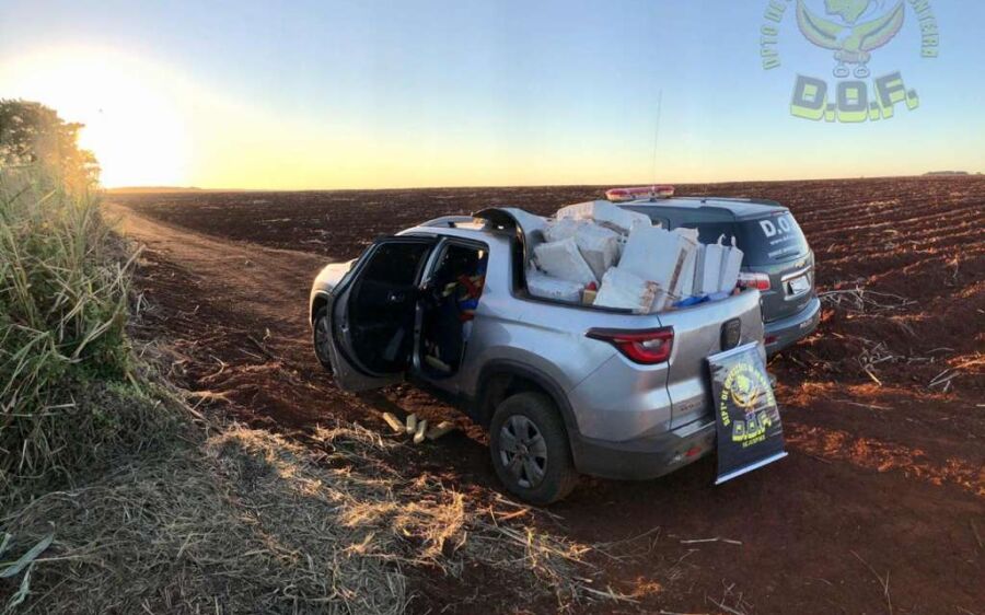 Traficante abandona carro em plantação de milho e polícia encontra maconha