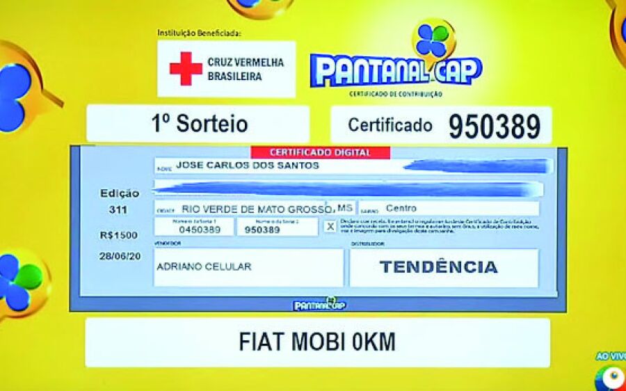 Sortudo de Rio Verde foi um dos quatro sorteados com carro no Pantanal Cap
