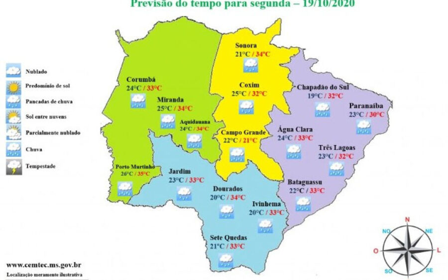 Instabilidades aumentam e pode chover no início desta semana na região Norte do Estado