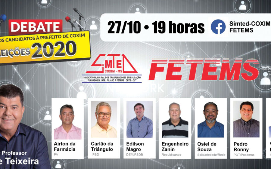 SIMTED de Coxim fará hoje debate com os sete candidatos a PREFEITO