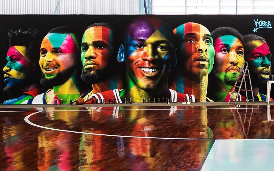 Neymar revela mural em quadra  particular feito por Eduardo Kobra