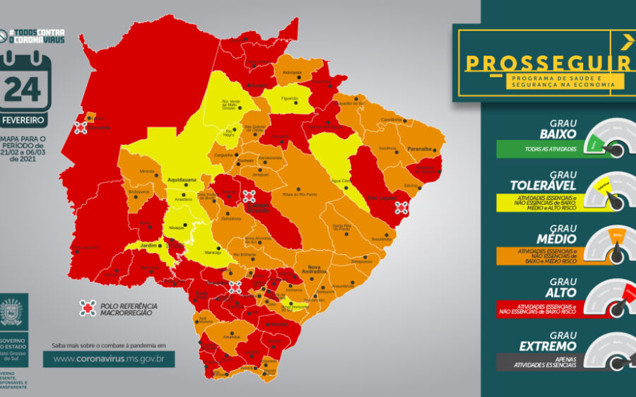 Prosseguir: MS tem 31 municípios na  bandeira vermelha, incluindo Coxim