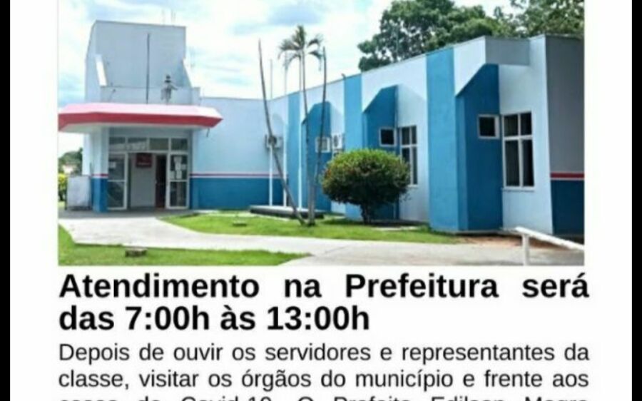 Prefeitura de Coxim voltará a ter atendimento das 7:00h às 13:00h