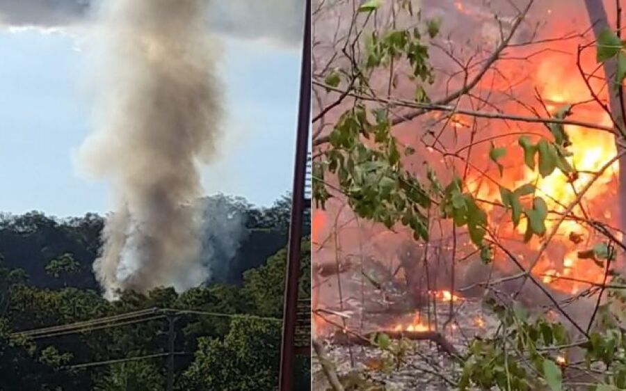 Avião com quatro pessoas cai e pega fogo em Rondonópolis