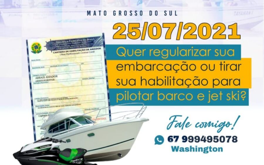 Escola Náutica Navegar estará ministrando curso de pilotagem em Coxim no próximo dia 25