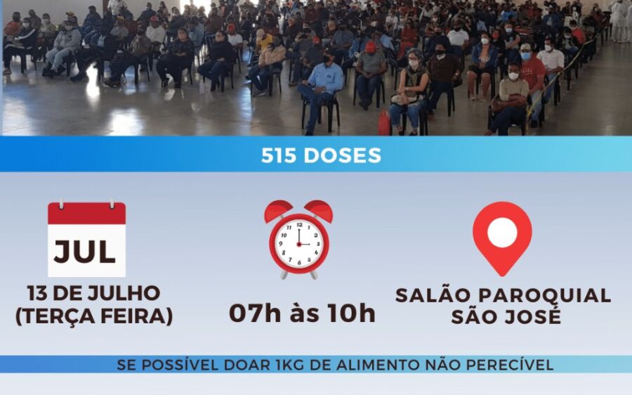 Nesta semana tem  vacinação contra Covid 1ª e 2ª dose e contra Influenza