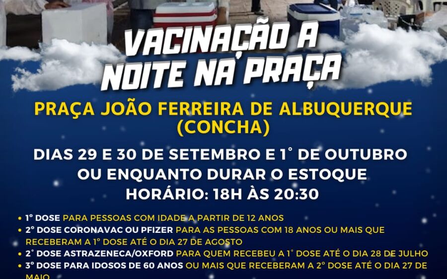 Coxim:Vacinação  a noite na praça 