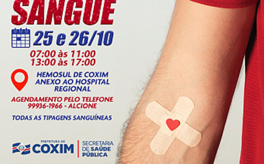 Campanha de Doação de Sangue no Hemosul de Coxim será na próxima semana
