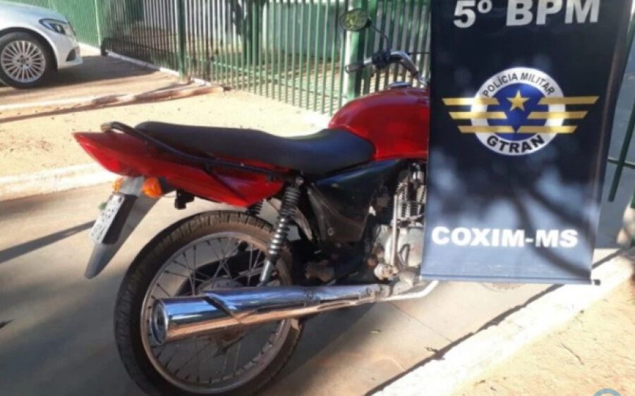 Polícia Militar recupera motocicleta furtada em Coxim