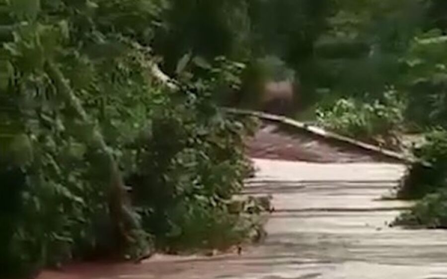 Em Rio Negro, chuva derruba pontes e deixa rastro de destruição