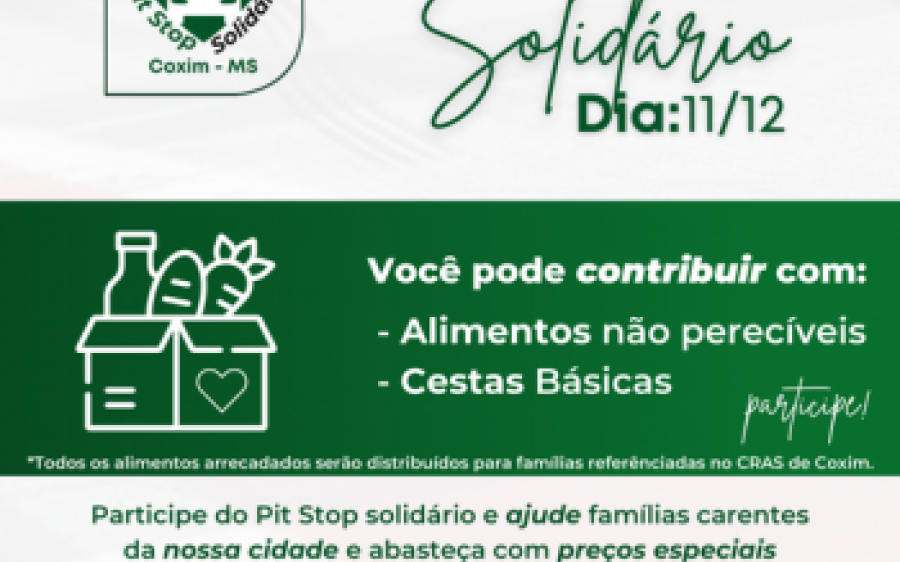 Campanha Pit Stop Solidário arrecadará alimentos e dará desconto em combustível
