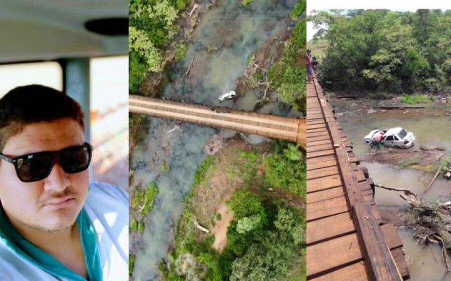 Motorista perde o controle e morre após carro cair de ponte