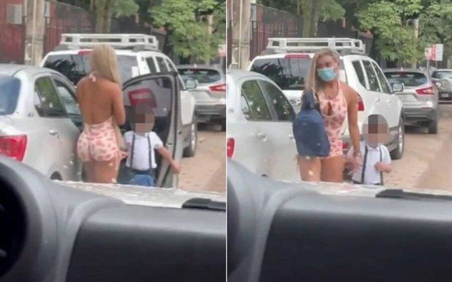 ‘Fitness’, mulher é atacada por levar filho a escola com roupa de academia