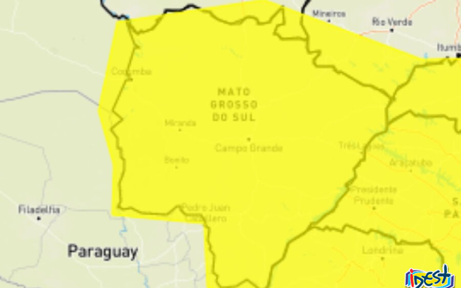 Inmet renova alerta de tempestade com risco de granizo para todas as cidades de MS