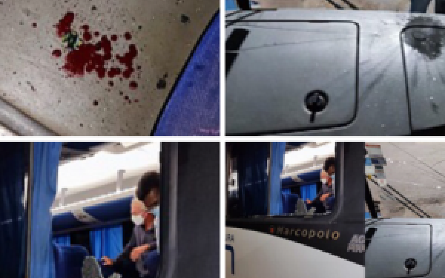 Ônibus da Prefeitura de Coxim que levava pacientes para capital é apedrejado na BR-163