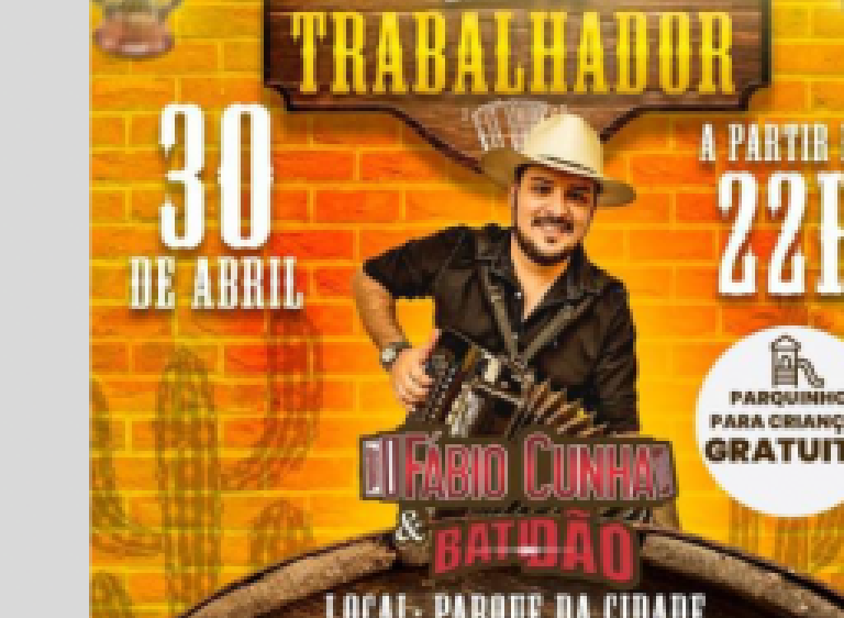 Fábio Cunha e Batidão animam Baile do Trabalhador no próximo dia 30 de abril em Sonora 