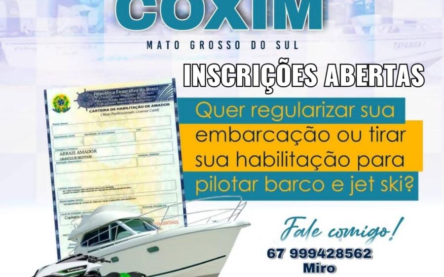 Escola Náutica Navegar está com inscrições abertas para curso de pilotagem em Coxim