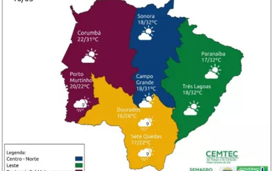 Calor volta e meteorologia indica pancadas de chuva durante a semana em Mato Grosso do Sul