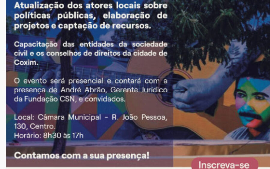 Capacitação sobre políticas públicas, elaboração de projetos e captação acontece em junho em coxim