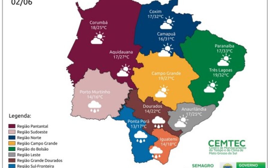 Quinta-feira amanhece nublada, mas dia será de tempo firme em MS