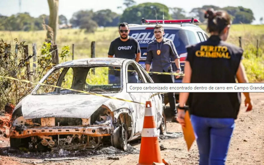 Corpo carbonizado encontrado dentro de carro em Campo Grande seria de mulher