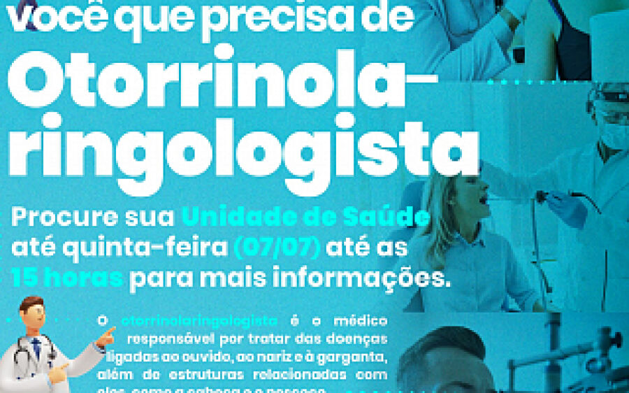 Quem precisa de atendimento com Otorrinolaringologista deve procurar uma Unidade de Saúde até quinta