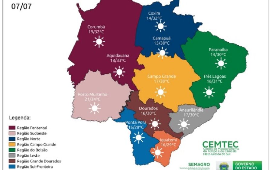 Clima seco deve  predominar o mês de julho na região Norte do Estado