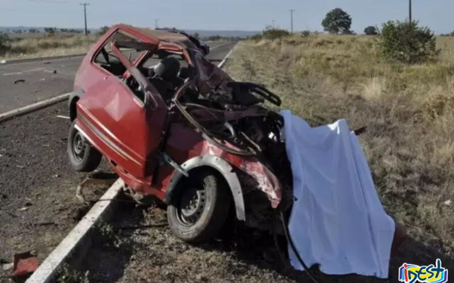 Jovem morre ao colidir Fiat Uno de frente com carreta na BR-359