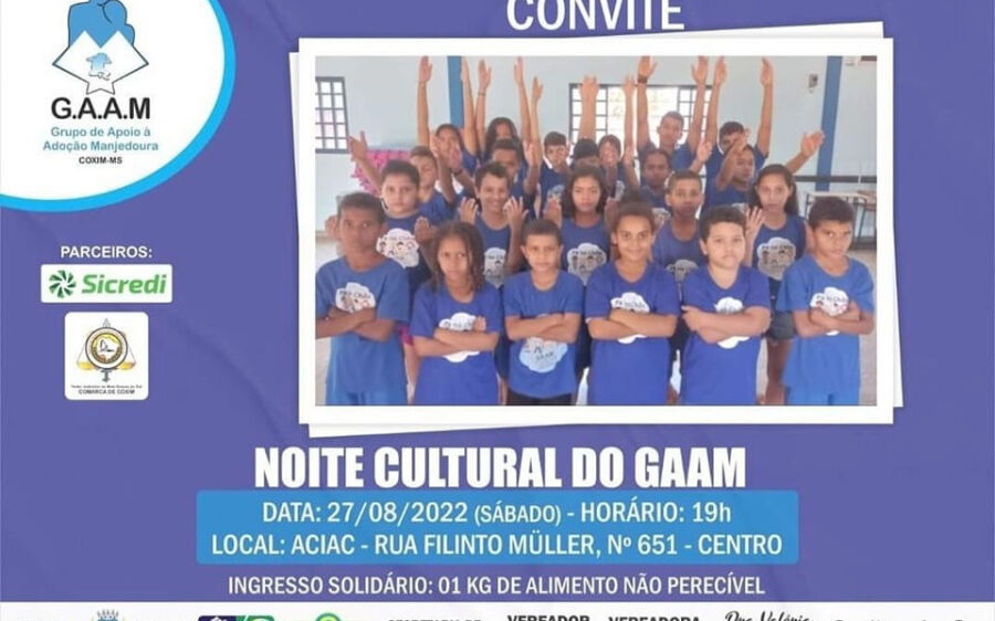 1ª Mostra Cultural do GAAM acontece amanhã em Coxim