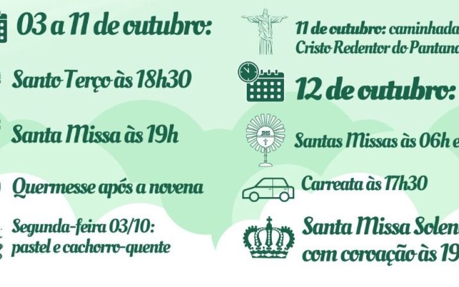 Festa de Nossa Senhora Aparecida  acontece na Capela Santa Maria em Coxim
