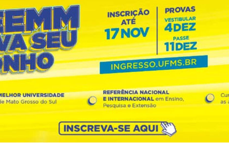 A Universidade Federal de Mato Grosso do Sul/Campus Coxim, abre as inscrições em novembro