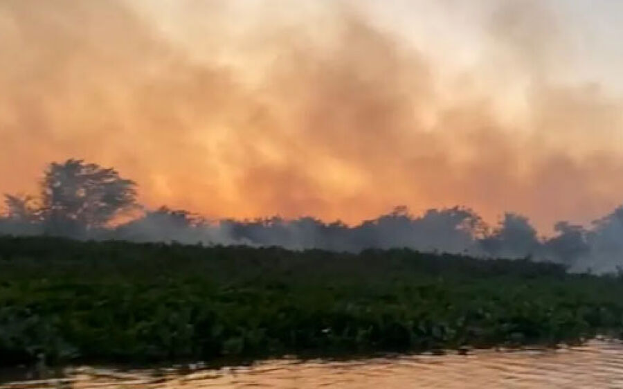 Incêndio põe em risco mais de 40 famílias de comunidade indígena no Pantanal