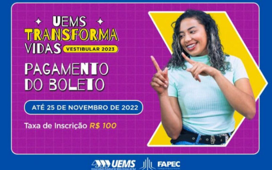 Vestibular UEMS 2023: prazo para pagamento de boleto encerra hoje 