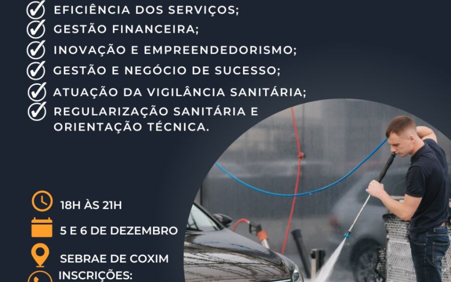 Inicia na próxima segunda, o curso de “Noções em Lavagem Automotiva