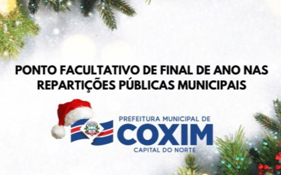 Em Coxim, Decreto estabelece ponto facultativo de final de ano nas repartições públicas municipais