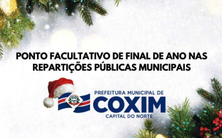 Decreto estabelece ponto facultativo de final de ano nas repartições públicas municipais de Coxim