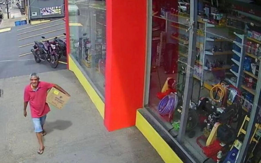 Câmeras flagram idoso furtando furadeiras em loja especializada de Coxim