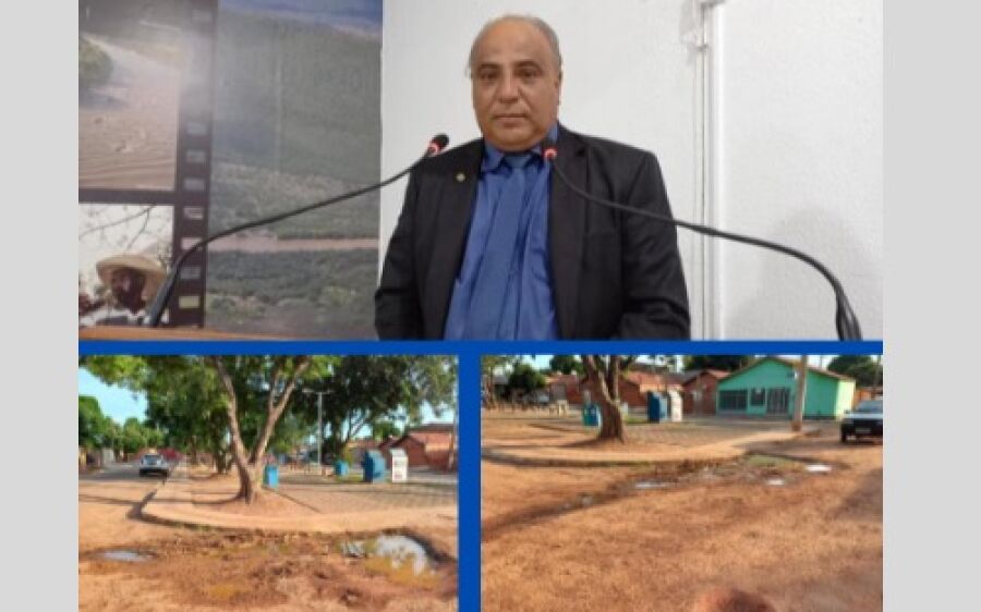 João do Posto solicita limpeza da praça e operação tapa-buracos nas ruas do bairro Pequi em Coxim  