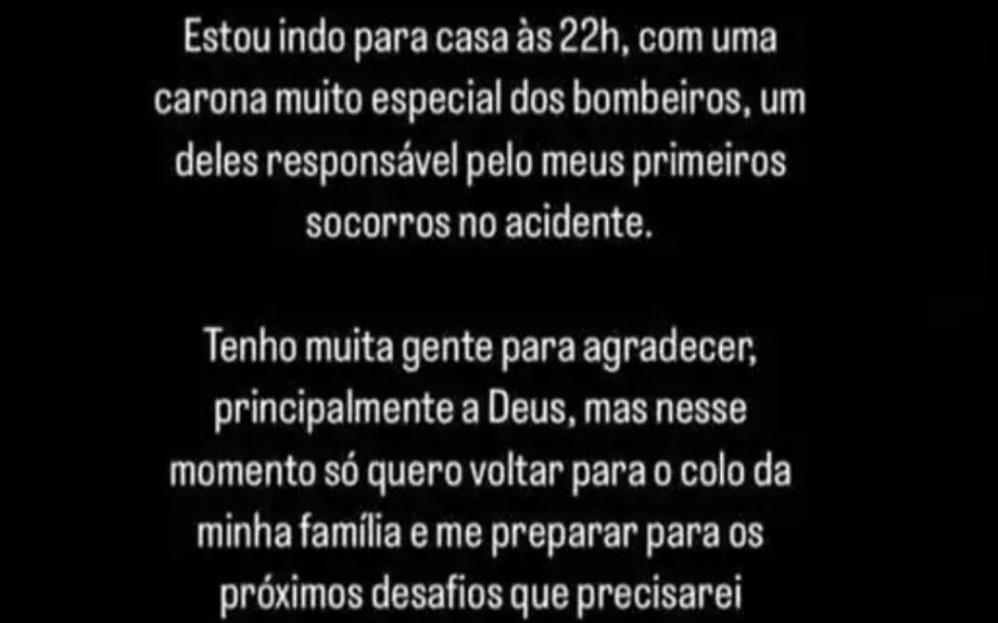 Sobrevivente, Analu volta para casa ao lado de bombeiro que a socorreu