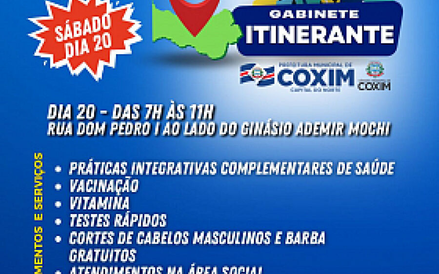 População poderá contar com serviços e atendimentos no bairro, através do Gabinete Itinerante 
